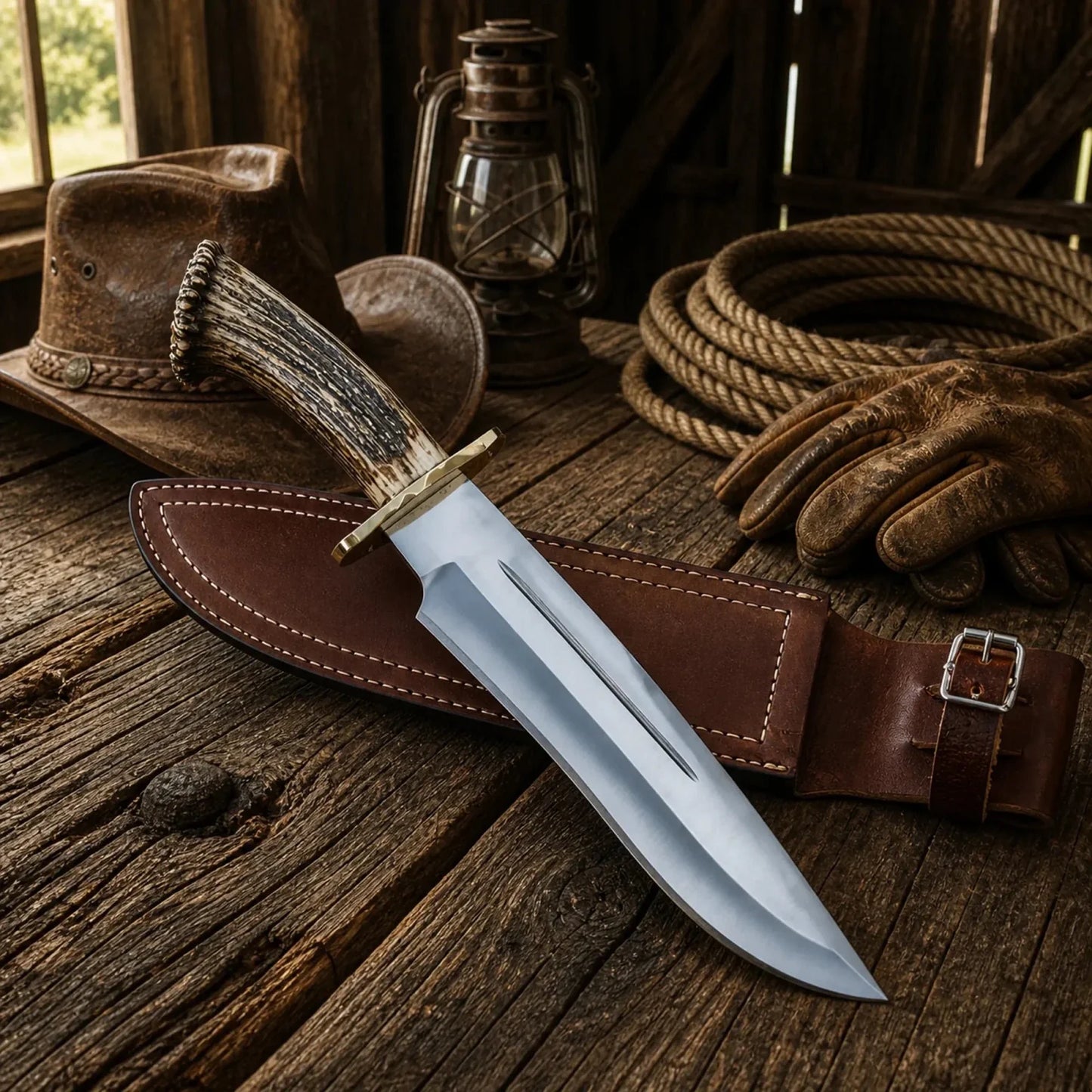 Muela Magnum Bowie Knife – Stag Antler Handle With Sheath