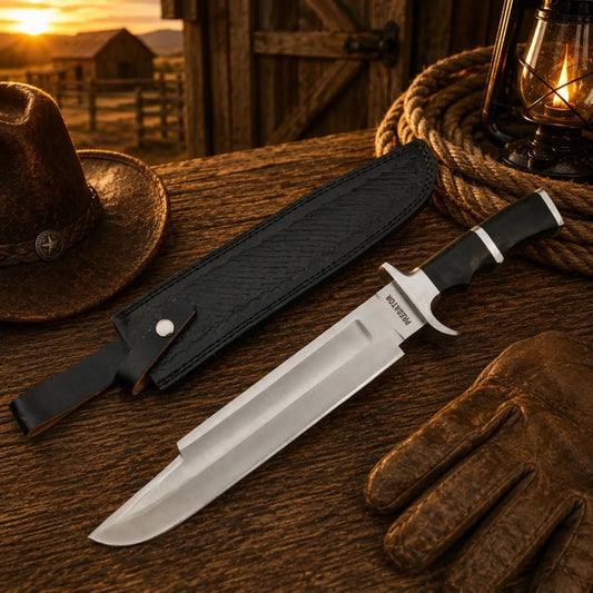 Predator Bowie Knife 5160 Spring Steel with Leather Sheath