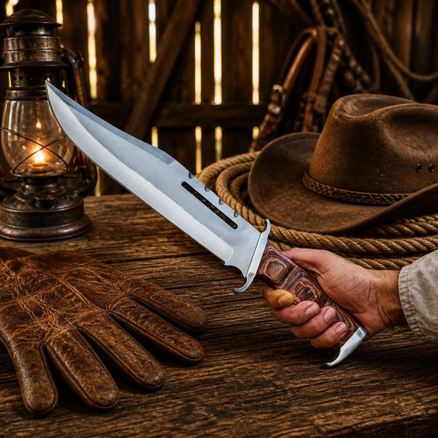 Rambo 3 Bowie Knife 18” – Handmade Steel With Leather Sheath