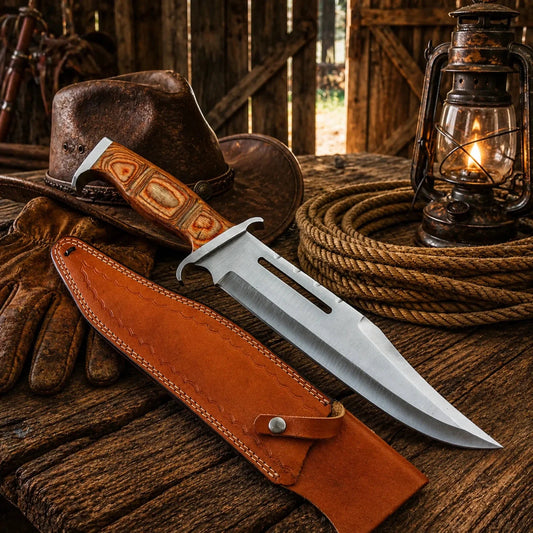 Rambo 3 Bowie Knife 18” – Handmade Steel With Leather Sheath