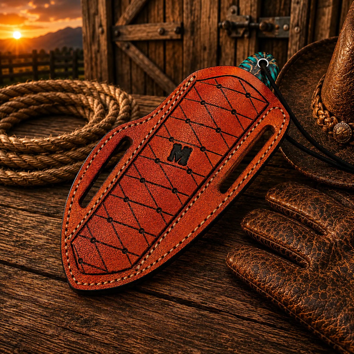 Pinecone Cowboy Working Knife – Damascus Steel 3.5" Blade