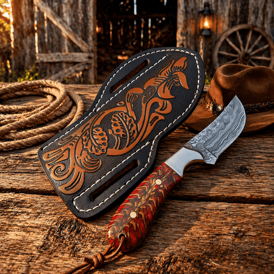 Rancher Belt Knife – 3.75" Damascus Steel Pinecone Handle