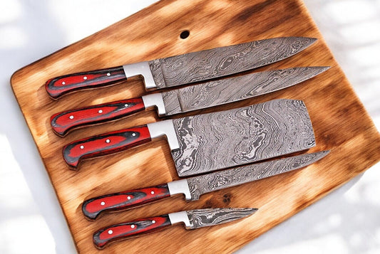 Premium Damascus Kitchen Knives Set – Handmade & Durable