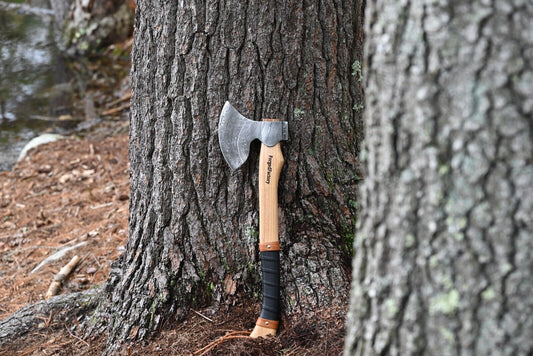 Custom Handmade Viking Axe with Forged 1095 Steel Blade and Ash Wood Leather-Wrapped Handle – KBS Knives Store