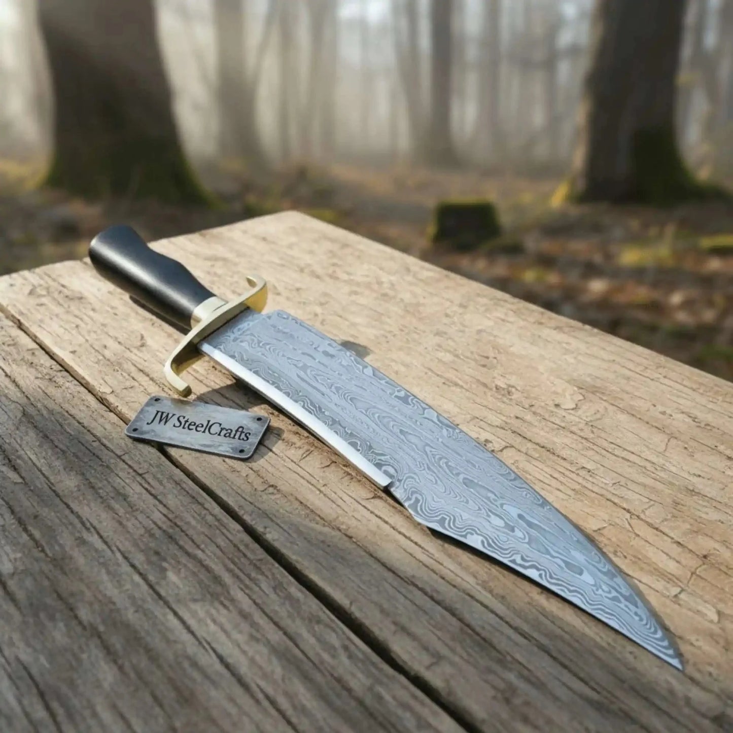 Sheffield Clip Point Bowie Knife Brass Spine Damascus or Polished Blade Exotic Handle