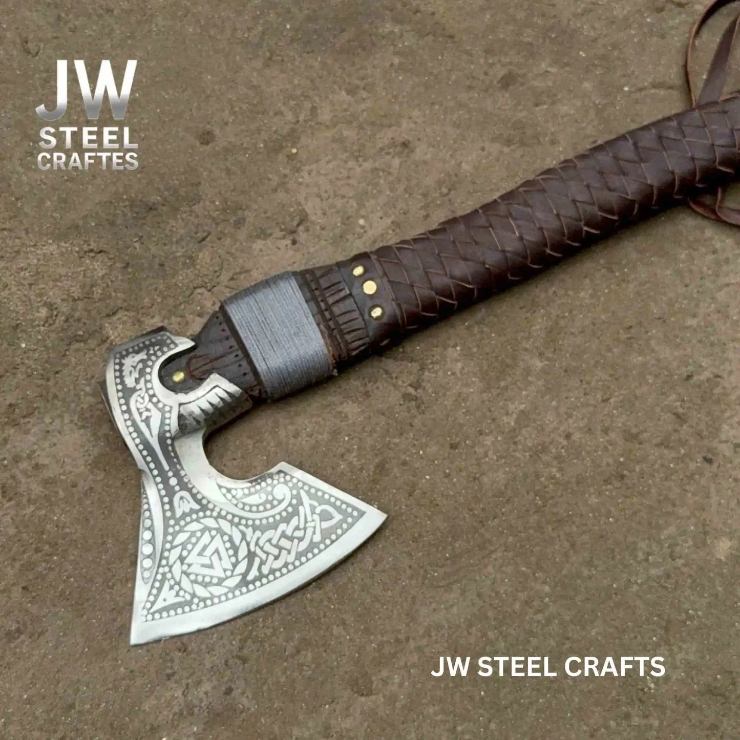Viking Style Engraved Axe | Handcrafted Leather Wrapped Handle